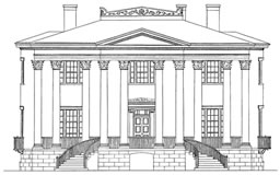 Drawing by Clay Lancaster, Colonial Revival House from Architectural Edification.